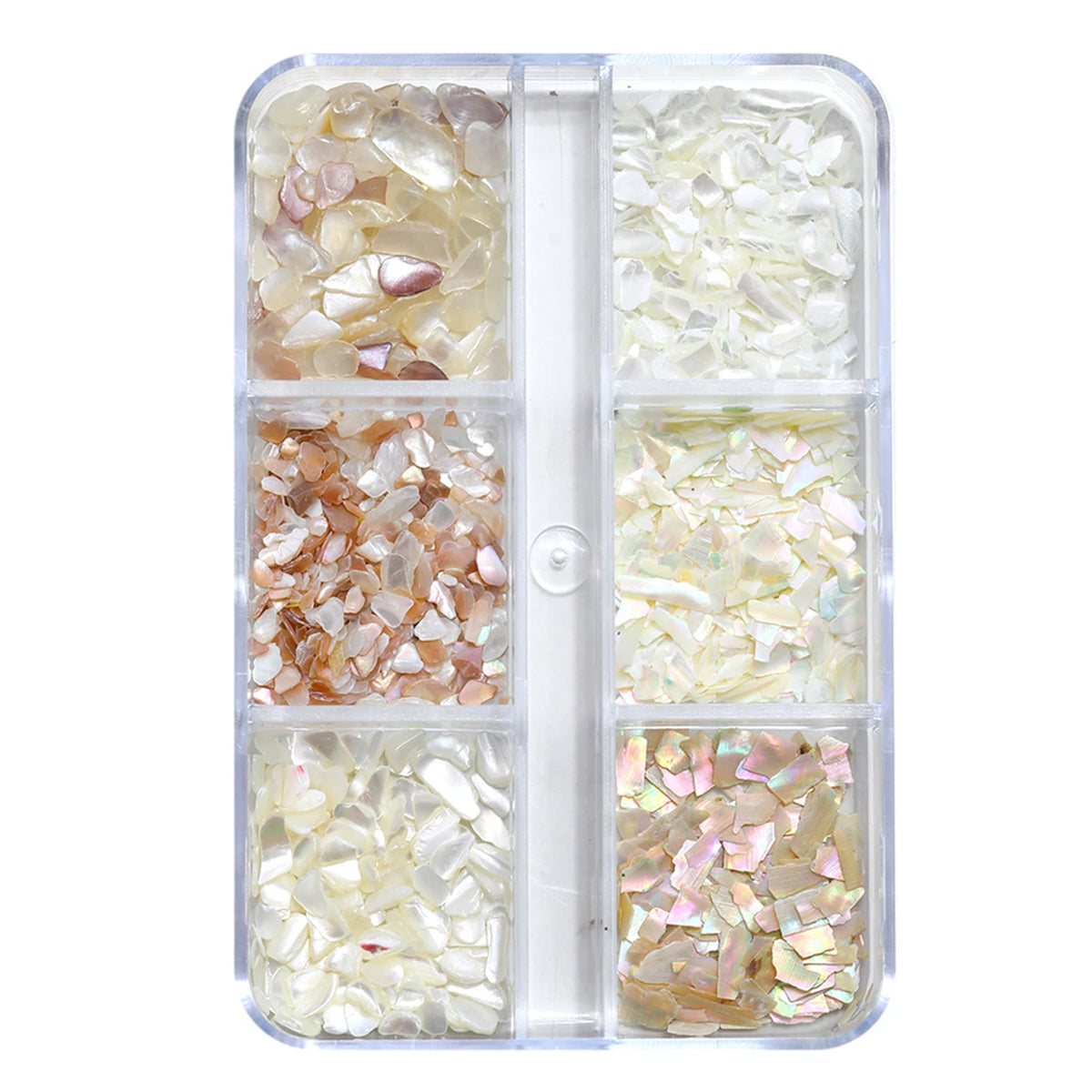 6-Grid Abalone Shell Nail Art Iridescent Pearl Flakes Manicure Set