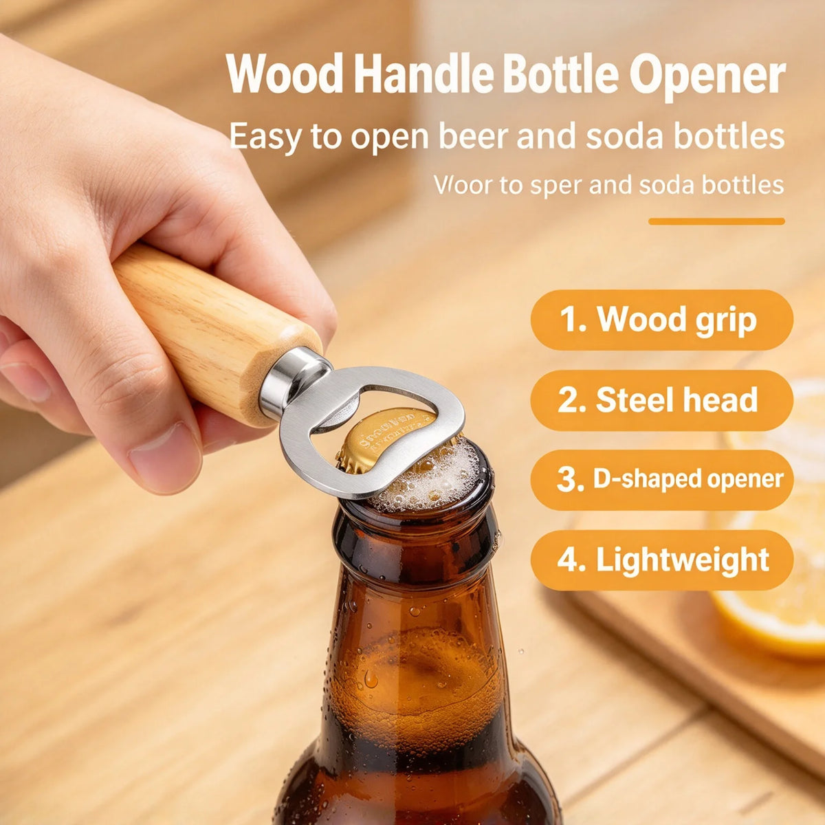 Wood Handle Stainless Steel Bottle Opener – VIBE