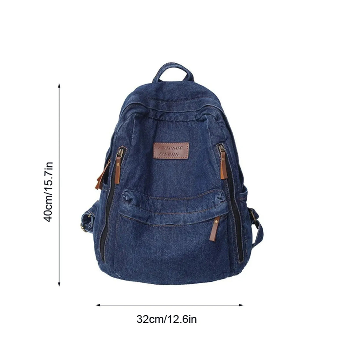 Vintage Washed Denim Backpack – Retro Rucksack for Women