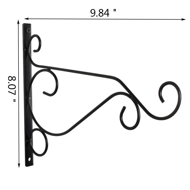 2-Pack Rustic Iron Wall Planter Hooks | Outdoor Flower Pot Hanger