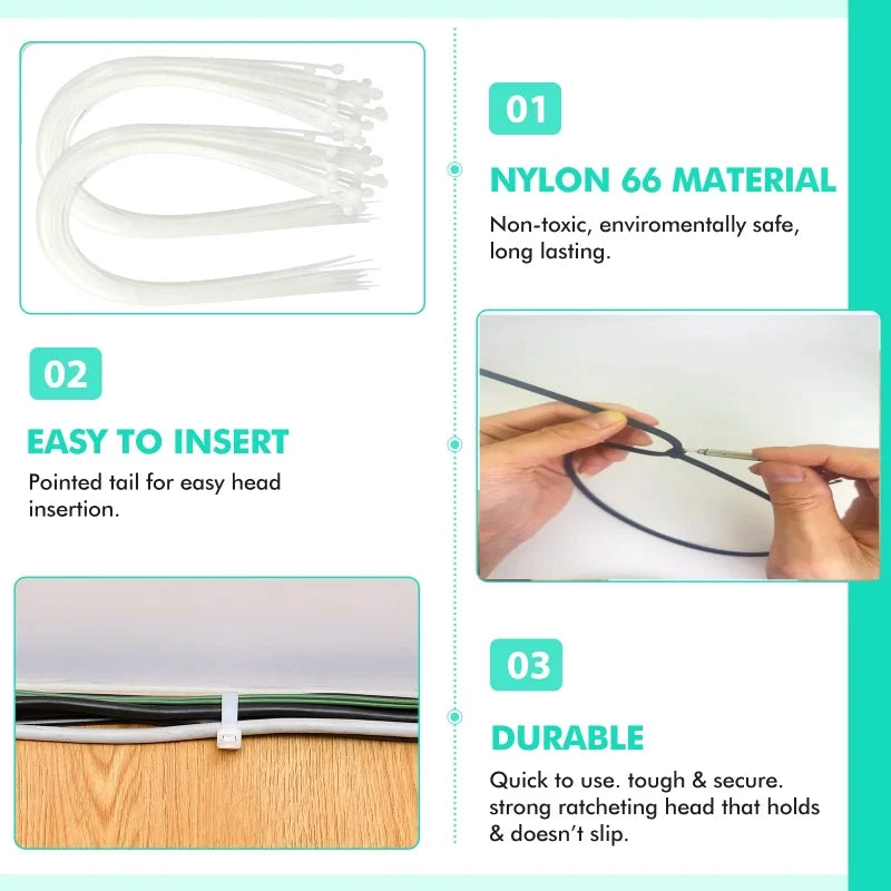 Heavy Duty Nylon Zip Ties 100–500 Pack | Ultra Long 50–100cm