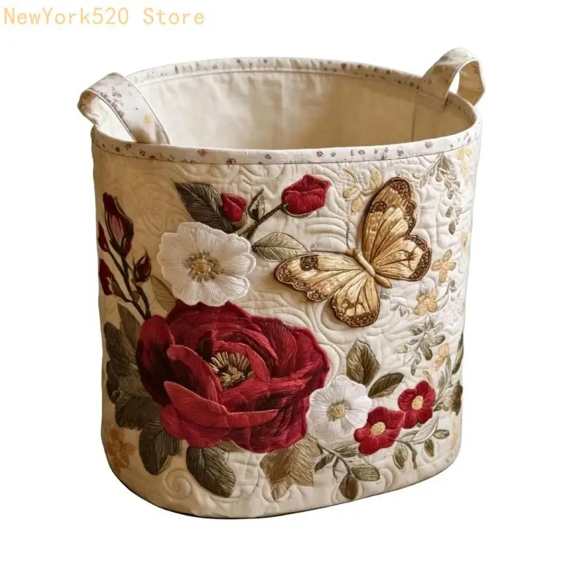 Quilted Foldable Laundry Bin with Handles | Bedroom Organizer