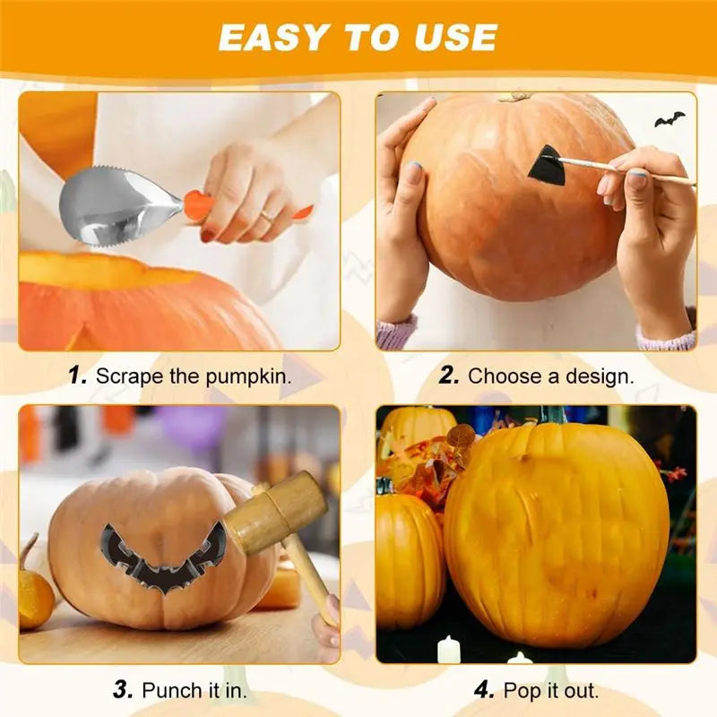 13-Piece Halloween Pumpkin Carving Kit – Tools & Stencils