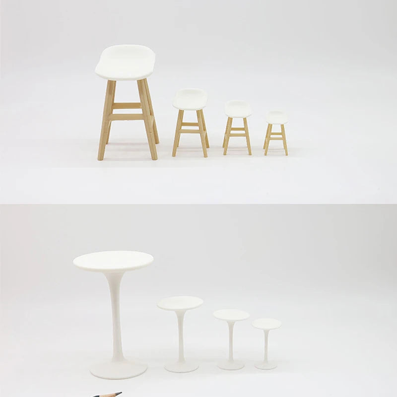 Dollhouse Mini Bar Table & Chair Set – 1/12 Scale Furniture