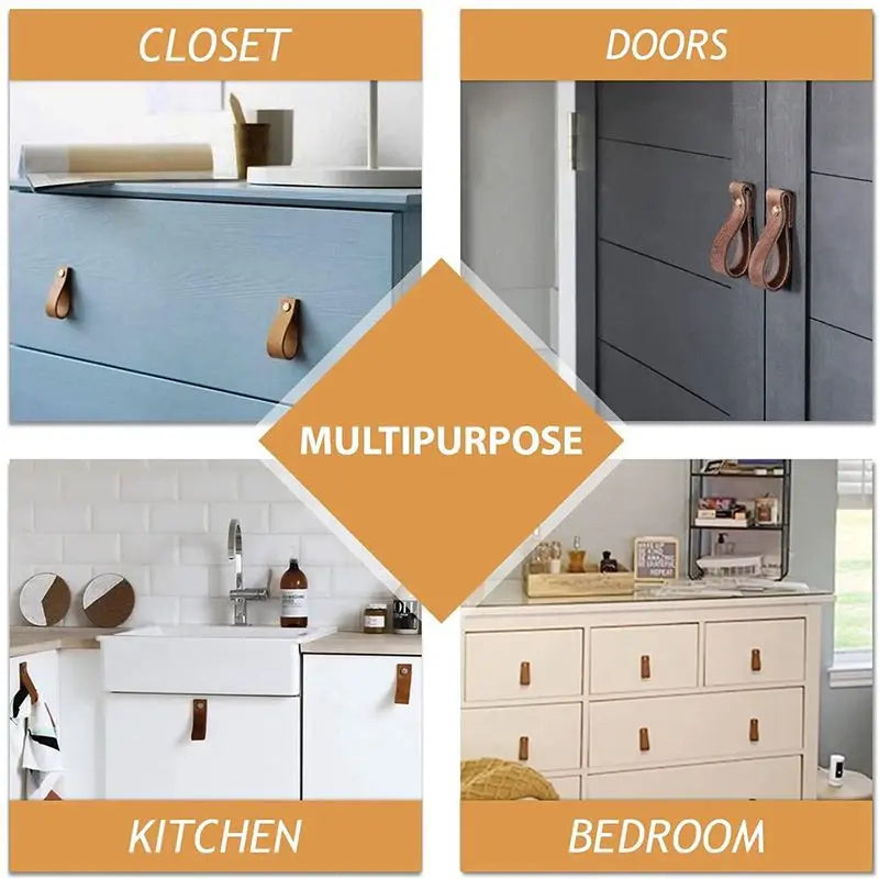 24-Pack Handmade Leather Drawer Pulls – Brown Cabinet Knobs
