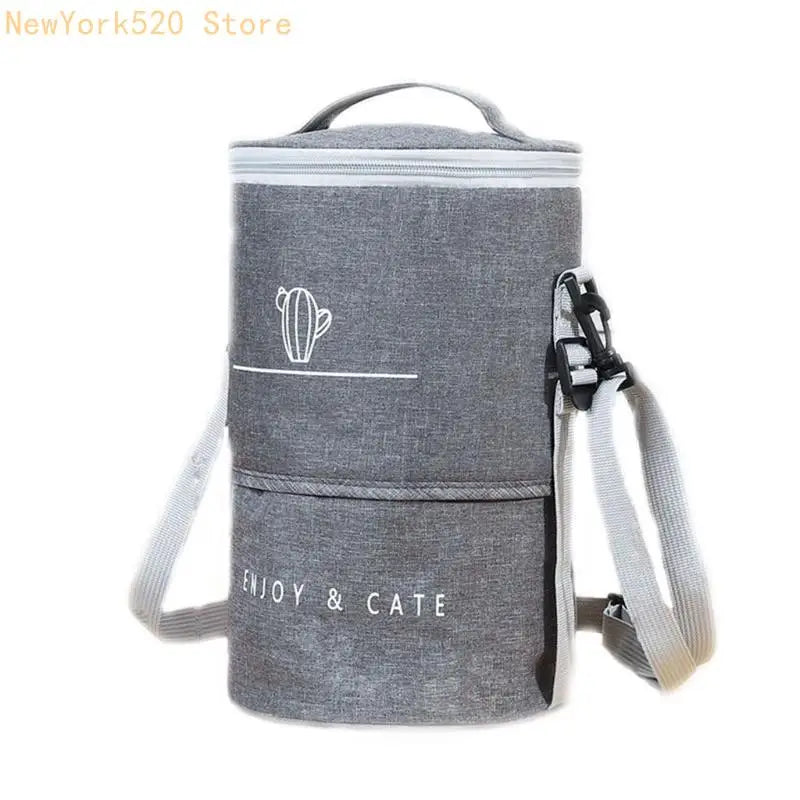 Waterproof Insulated Round Cylinder Lunch Tote Bag | Bento Cooler