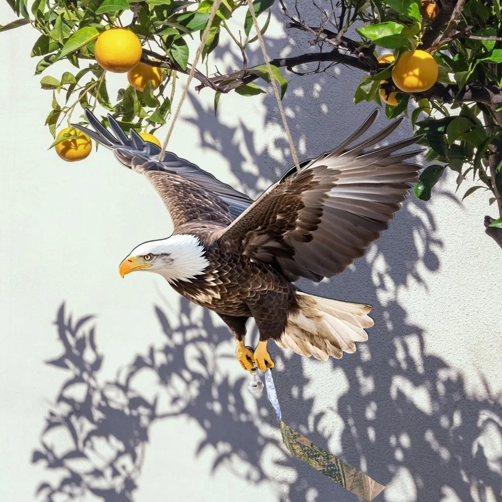 Waterproof Owl Bird Repellent Hanging Decoy with Bell & Reflector
