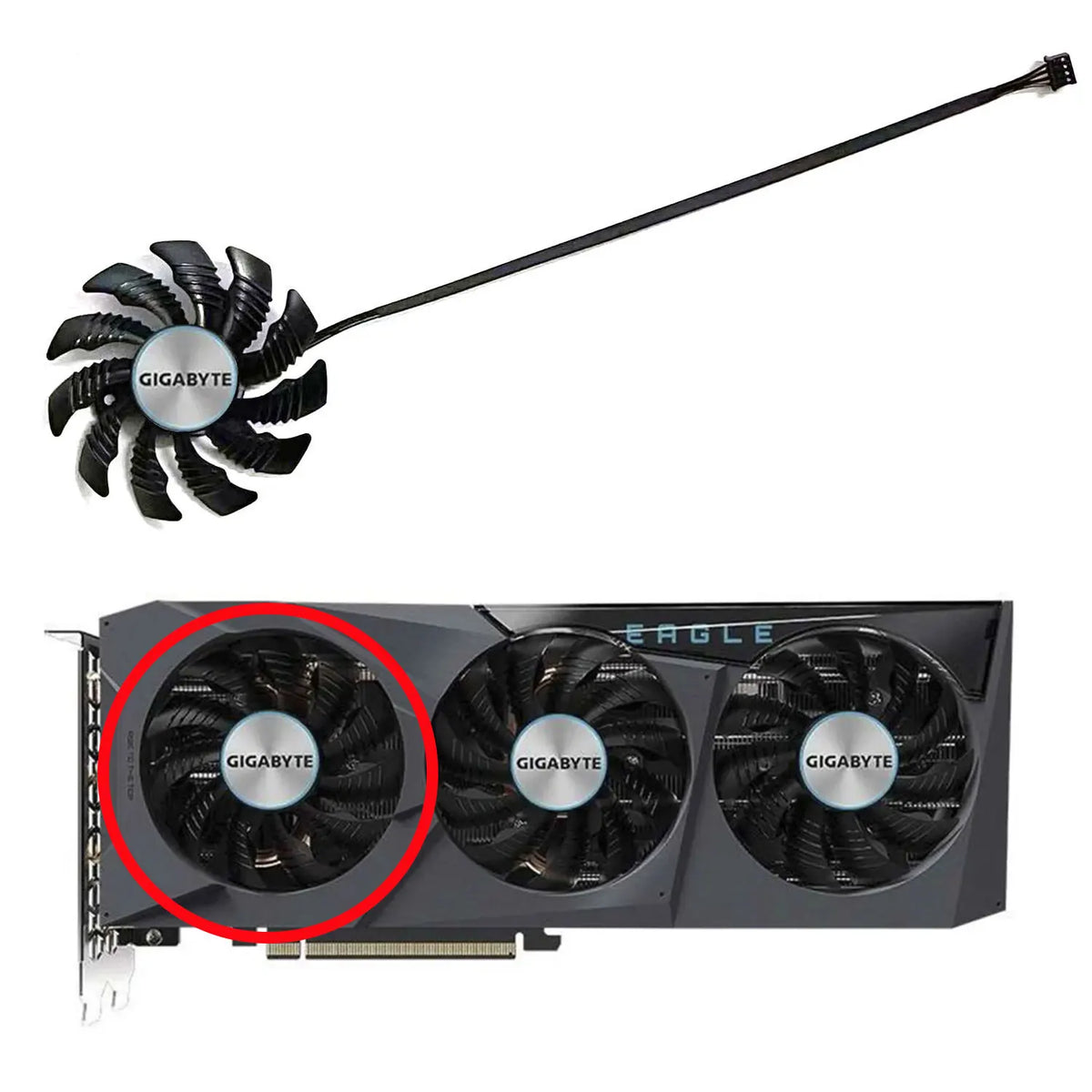 RTX 3070 Ti EAGLE OC Replacement Fan 75mm 4-Pin PLD08010S12HH