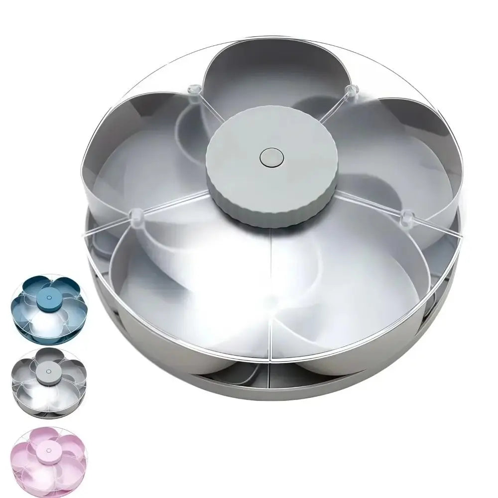 Rotating Snack Tray with Lid – 5-Compartment Lazy Susan