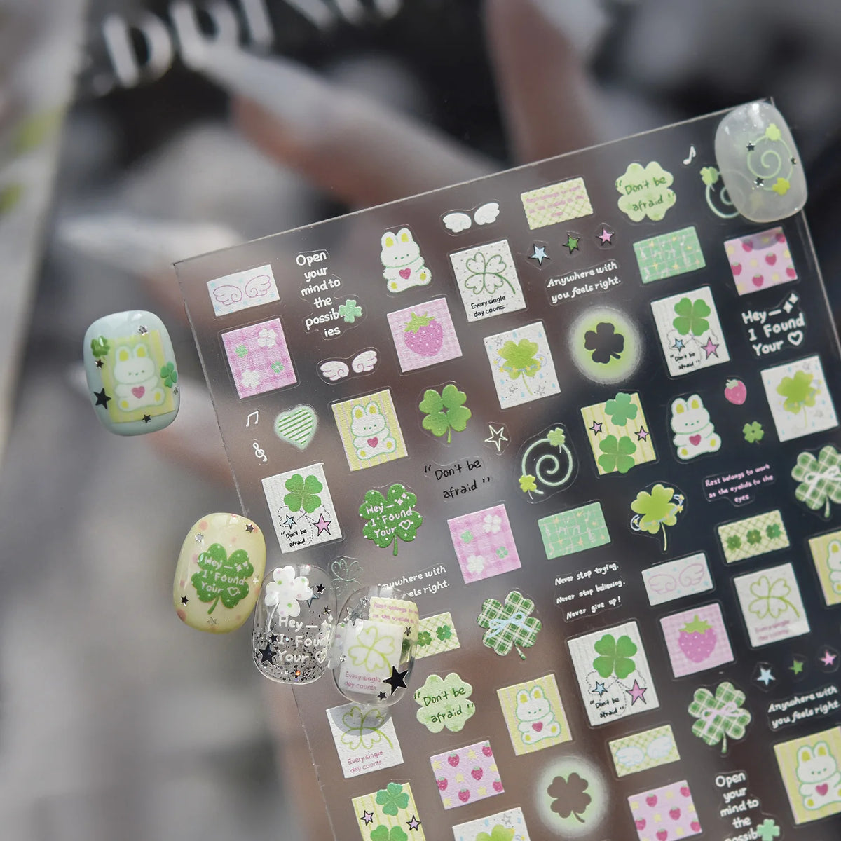 Lucky Clover Spring Flower Shining Self-Adhesive Nail Art Stickers