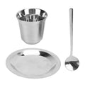 304 Stainless Steel Double Wall Coffee Cup Set 80ml | Saucer & Spoon