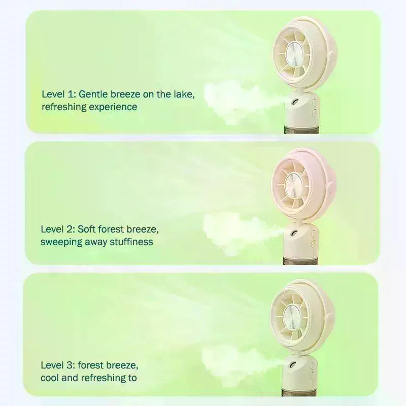Rechargeable Handheld Misting Fan – 3-Speed Portable Cooling
