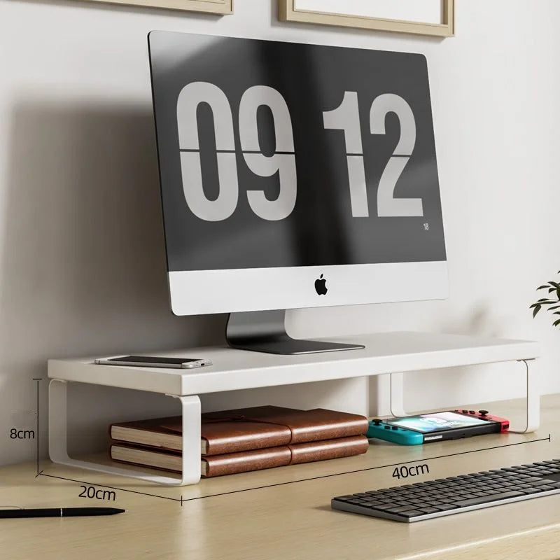 Elevated Monitor Stand with Storage Rack – Metal & Wood Riser