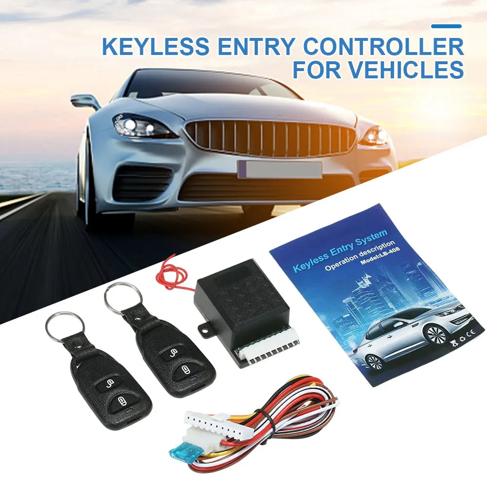 12V Universal Keyless Entry Kit – Car Door Lock & 2 Remotes