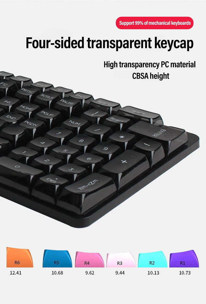 UYIQ 132-Key CBSA Transparent PC Keycaps – Cherry MX Gateron