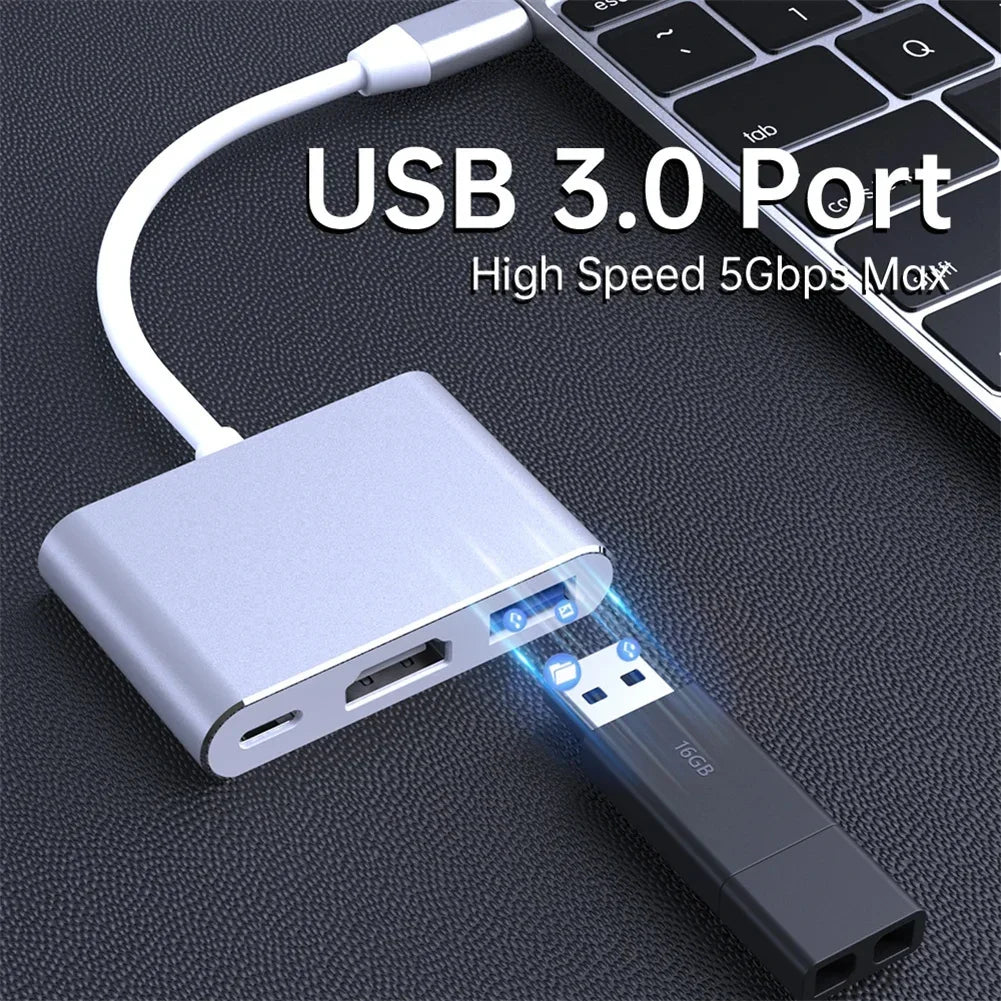 4K USB-C to HDMI Adapter Hub – USB 3.0 & Pass-Through Charging