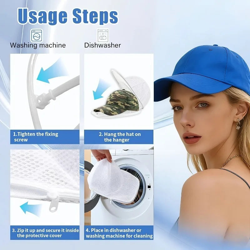 Baseball Cap Washing Cage with Mesh Bag – Hat Shape Protector