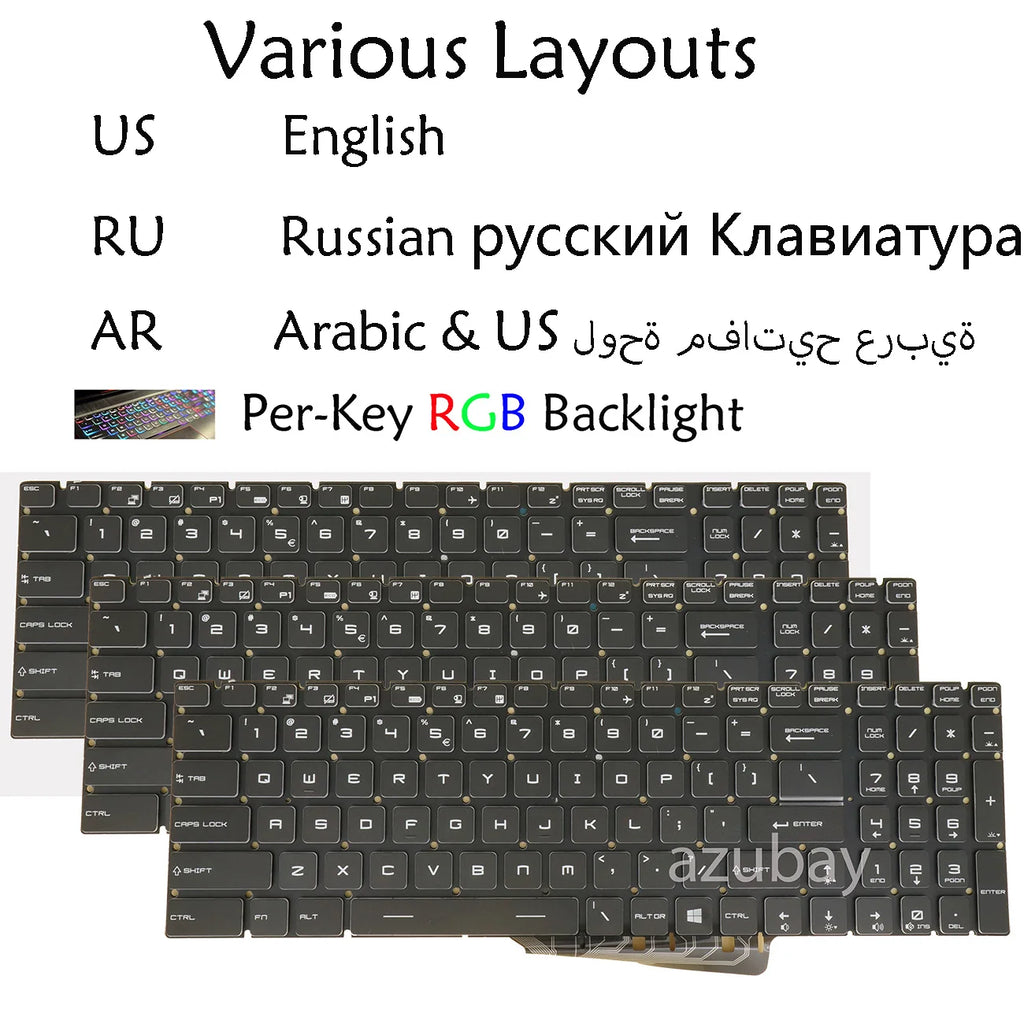 AZUBAY MSI GE63 GE73 GS75 Per-Key RGB Laptop Keyboard US/AR/RU