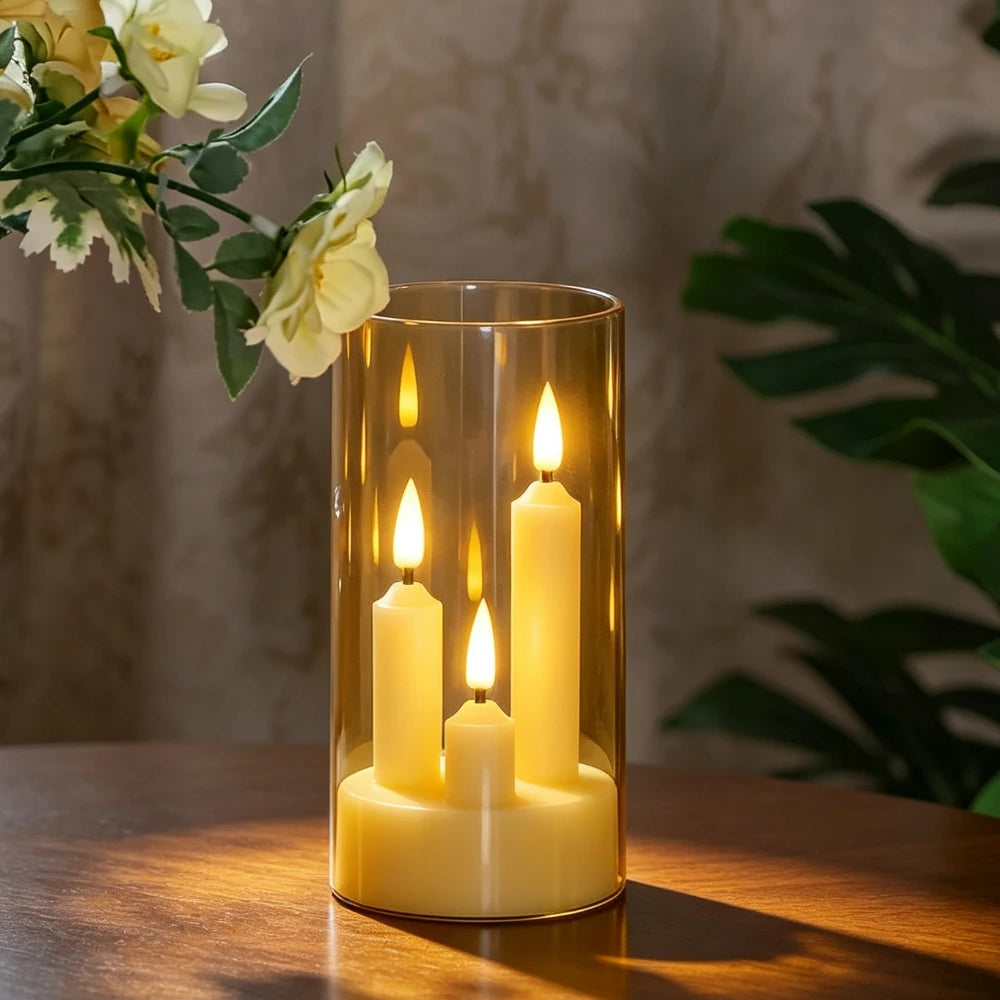 Flameless 3-in-1 LED Cone Candle | Flickering Wick Battery Operated