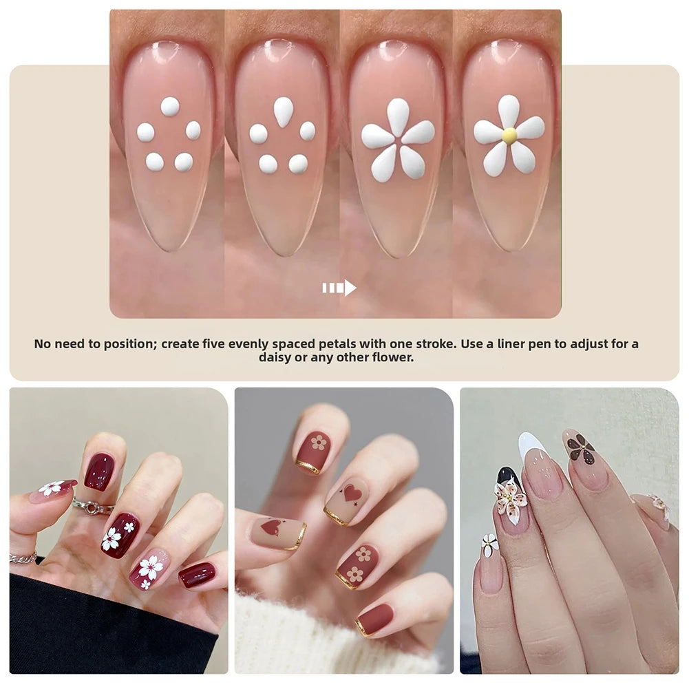 5 Petal Flower Nail Dotting Pen – DIY Floral Nail Art Tool