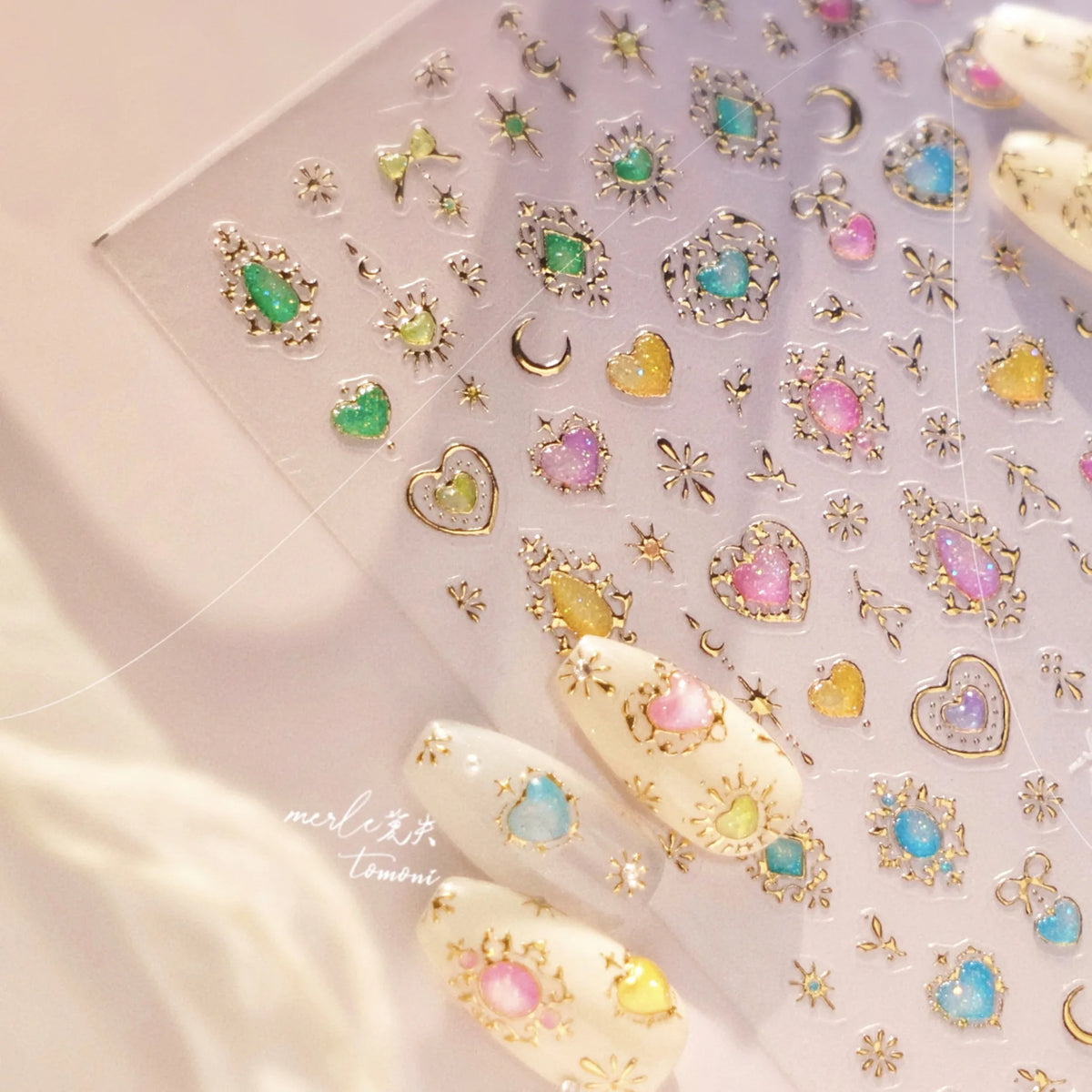 Gemstone Jewelry Nail Stickers – Gold Silver Foil Nail Art