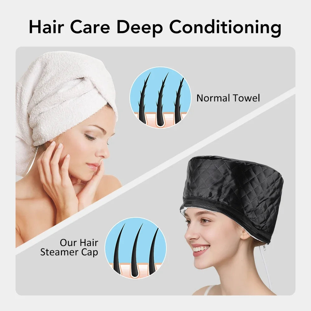 AFDEAL Electric Hair Steamer Cap – 10 Levels & 3 Timers
