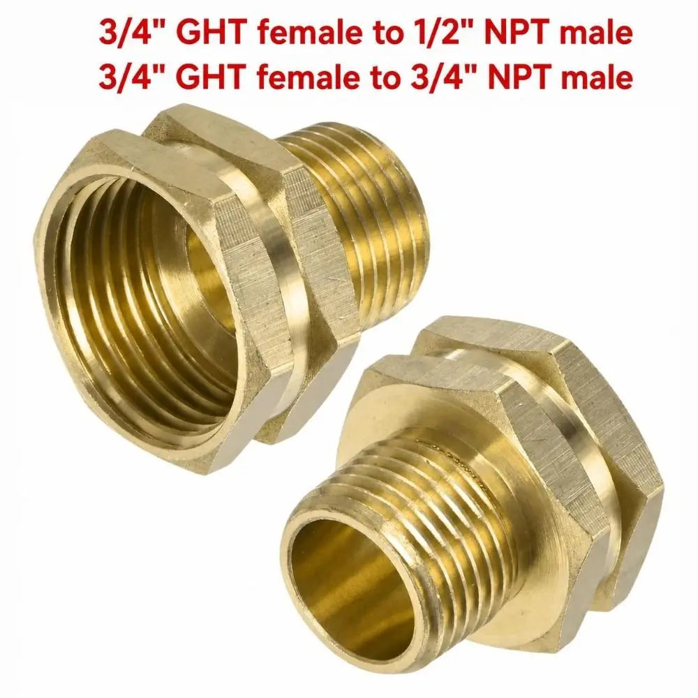 Brass 3/4" GHT to NPT Male Garden Hose Adapter Fitting