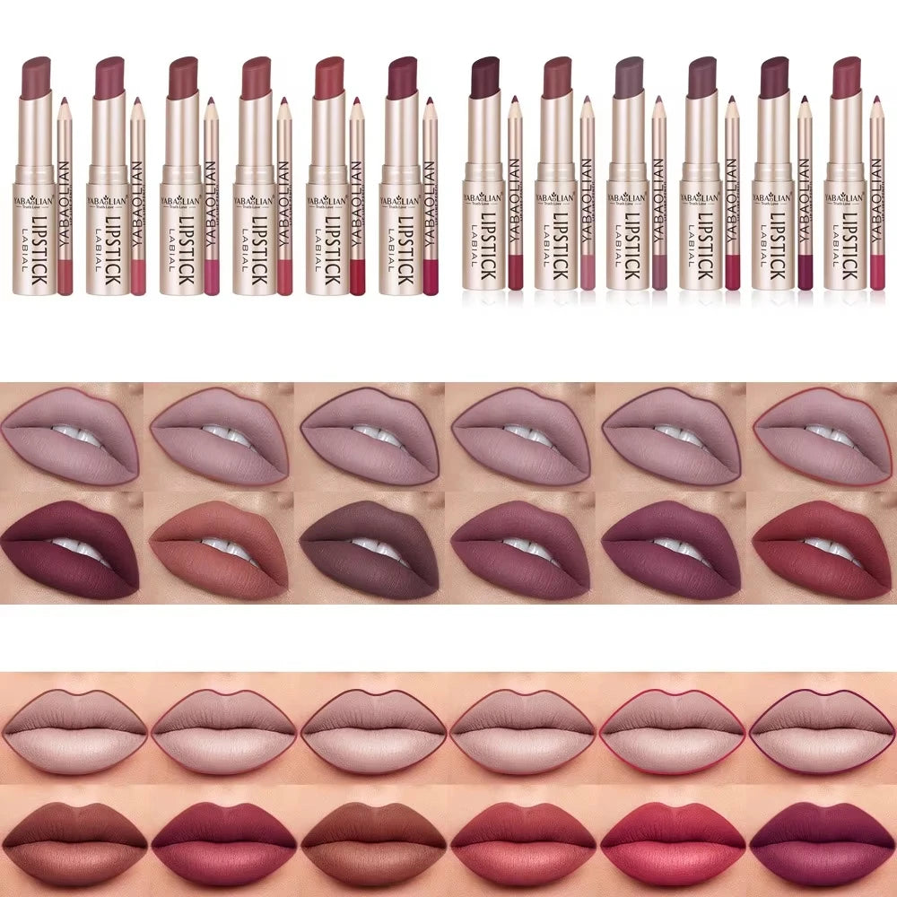 OREADEX Matte Lip Liner & Lipstick Set – High Pigment, Waterproof
