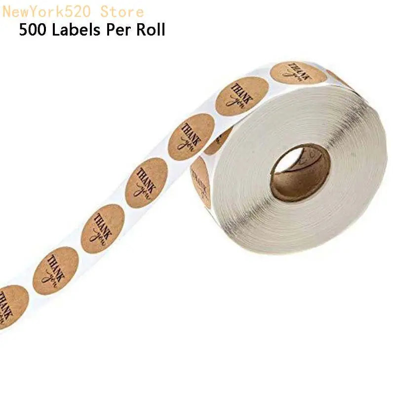 500pcs Kraft Thank You Round Sticker Seal Labels Roll – Brown