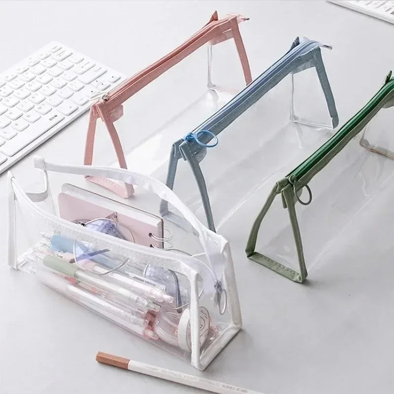 Transparent Triangle Pencil Case PVC Large Capacity Zipper Pouch