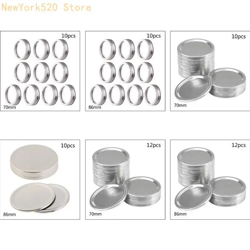 10-Pack Silver Tinplate Canning Lids for Mason Jars – Split-Type