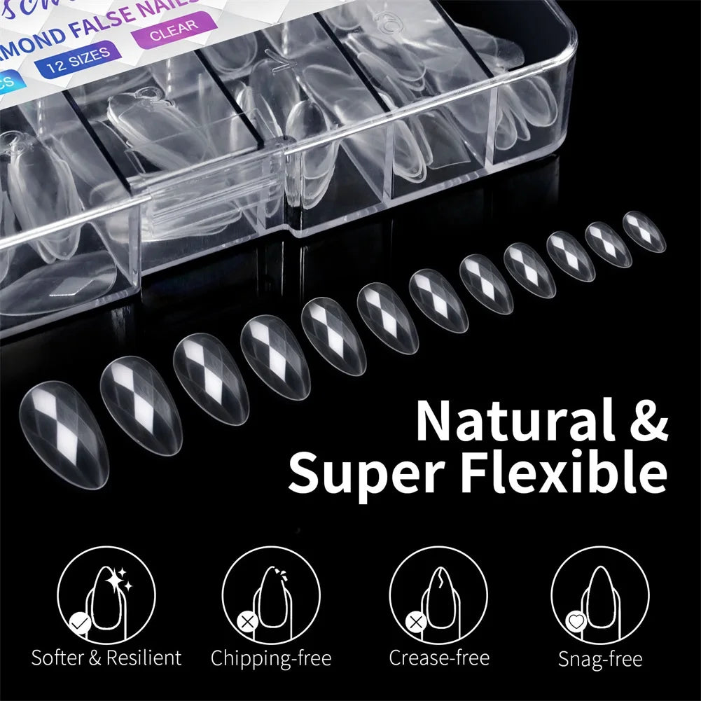 3D Diamond Press-On Nails – 120pc Full Cover Sculpted Nail Tips