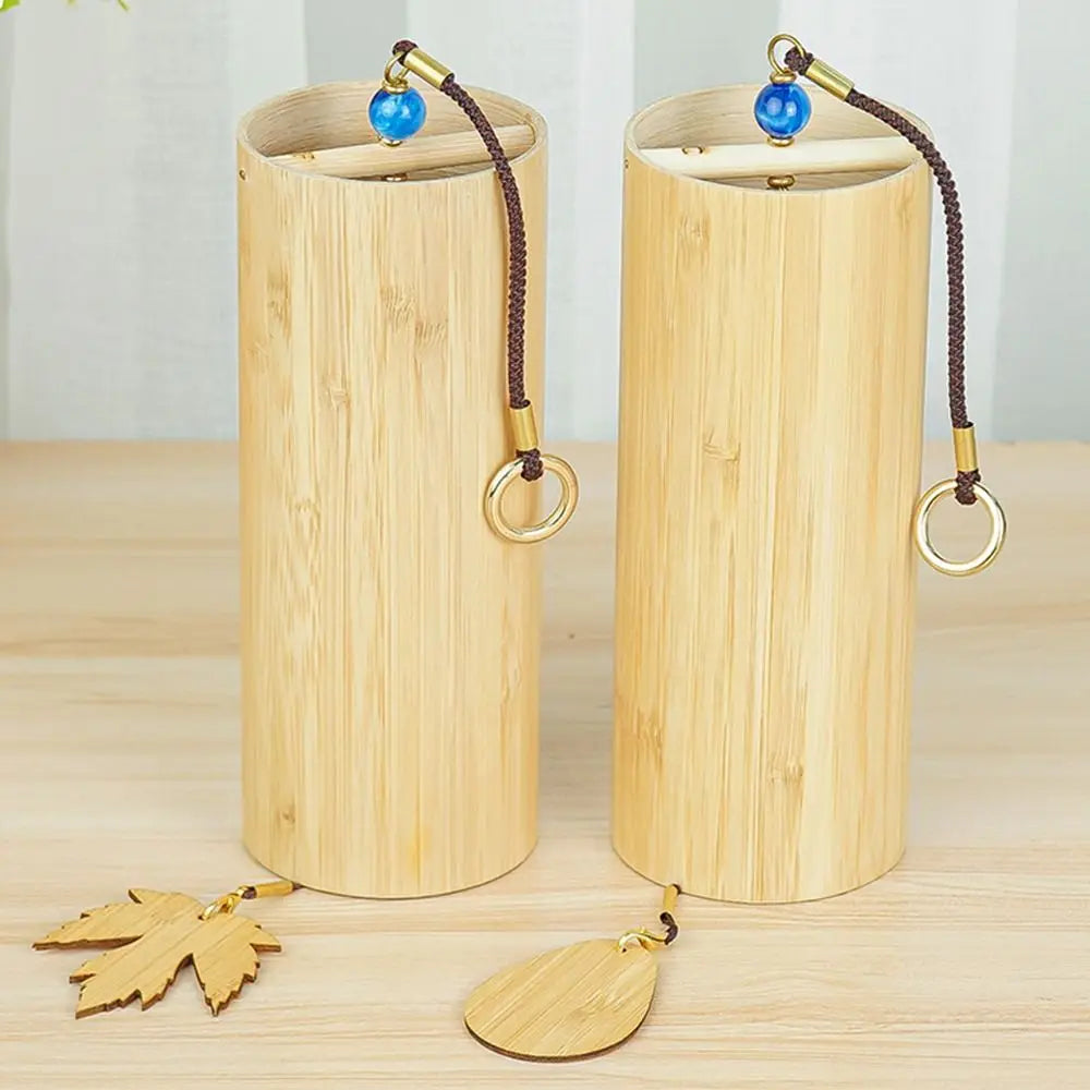 Natural Bamboo Wind Chimes – Maple Leaf Pendant Home Décor