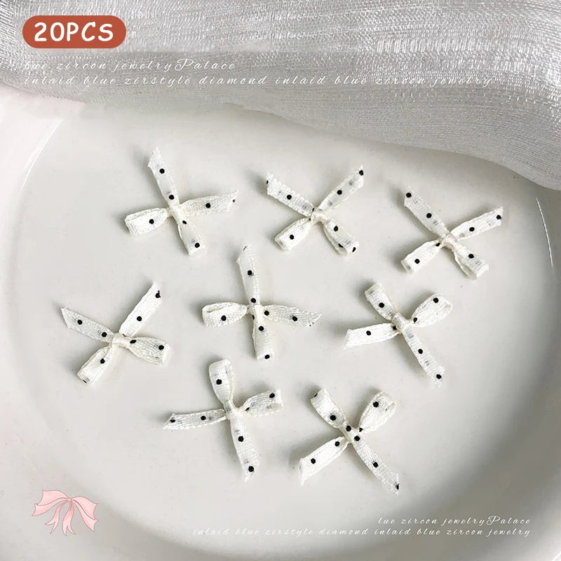 20Pcs Wave Dot Fabric Bow Nail Art Charms – DIY Nail Decor