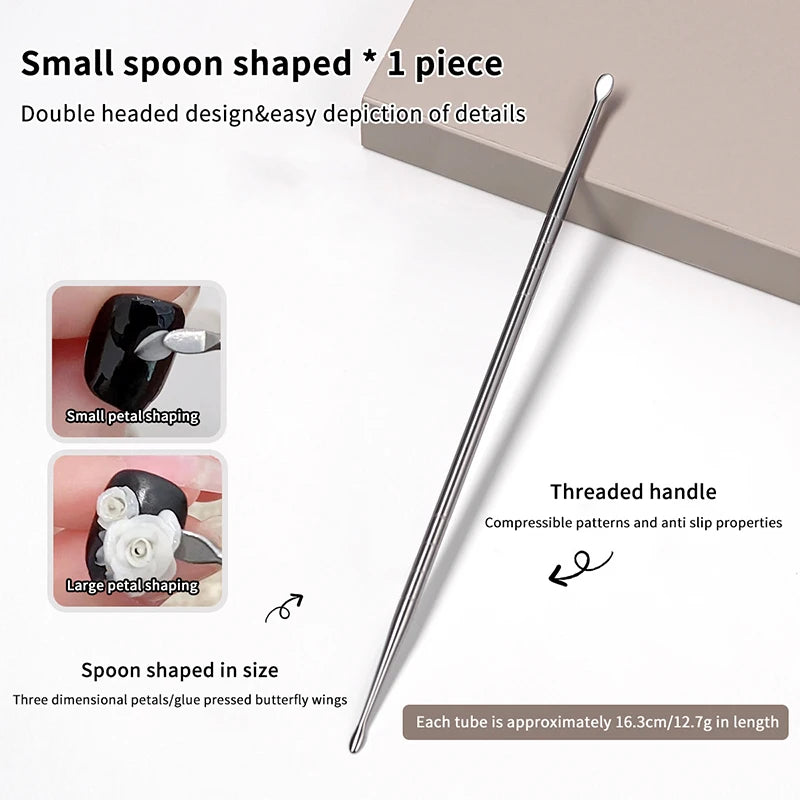 Double-Headed Metal Nail Carving Rod & Gel Removal Tool