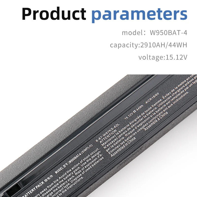 SUOZHAN W950BAT-4 Clevo Laptop Battery 15.12V 44Wh 4-Cell