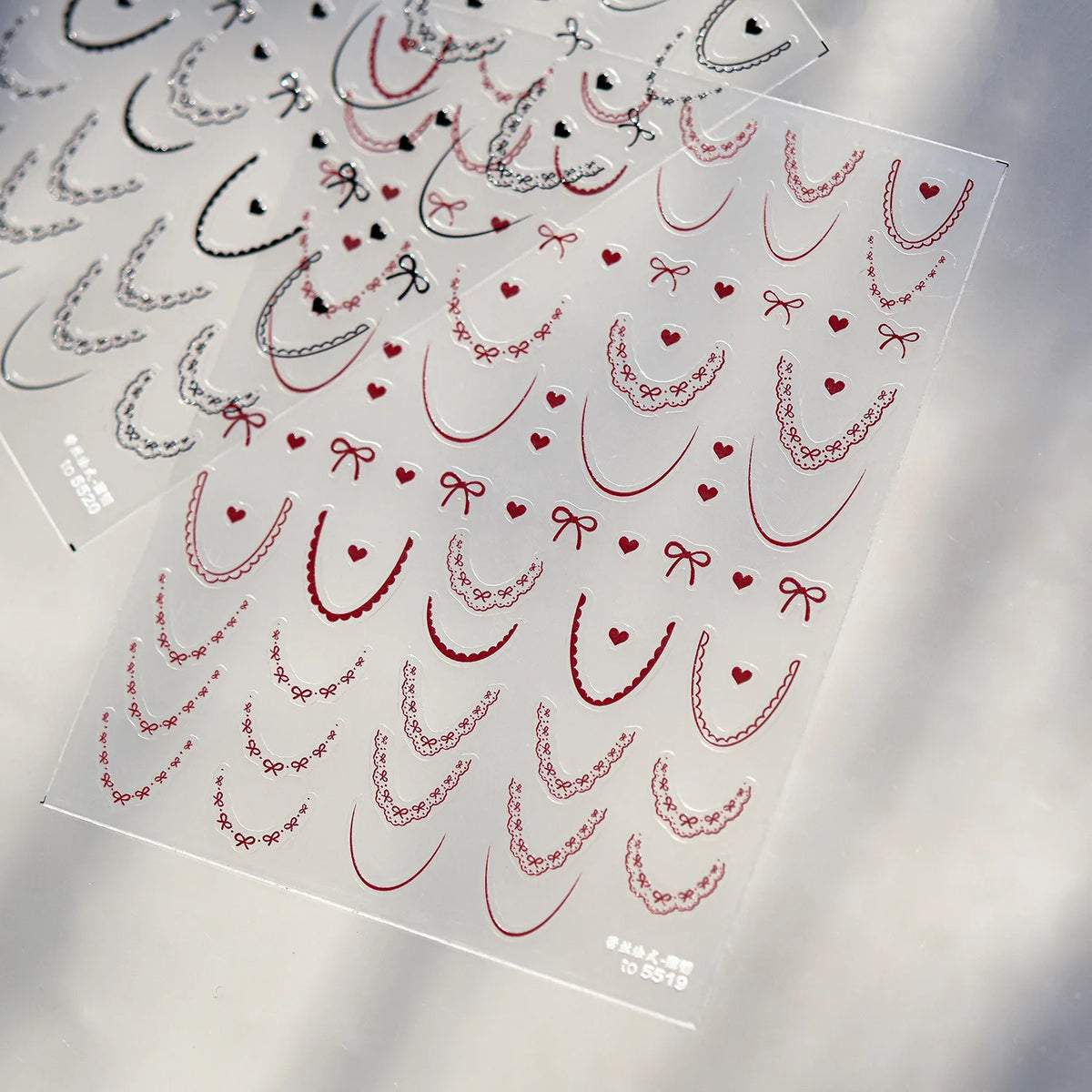 Ballet Nail Stickers – Lace Bow & Strawberry DIY Nail Decals