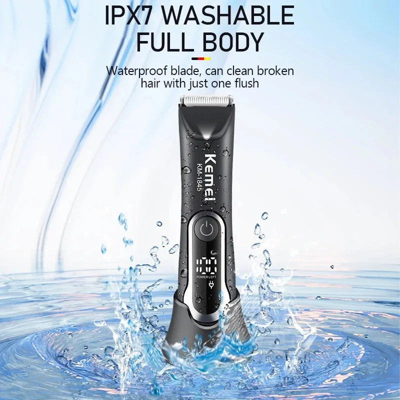 Kemei KM-1845 Waterproof Body Hair Trimmer Men's Grooming Kit