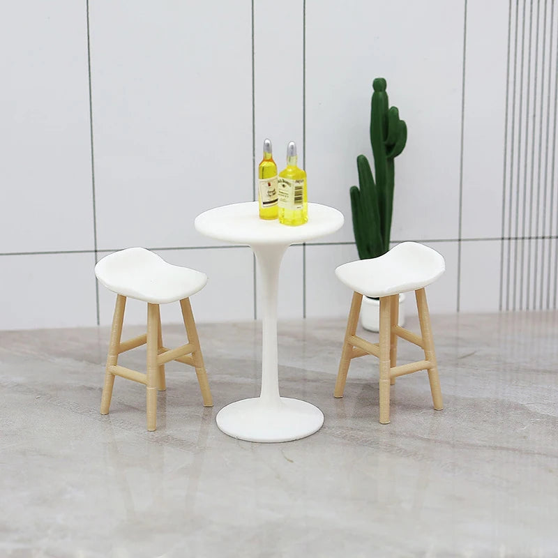 Dollhouse Mini Bar Table & Chair Set – 1/12 Scale Furniture