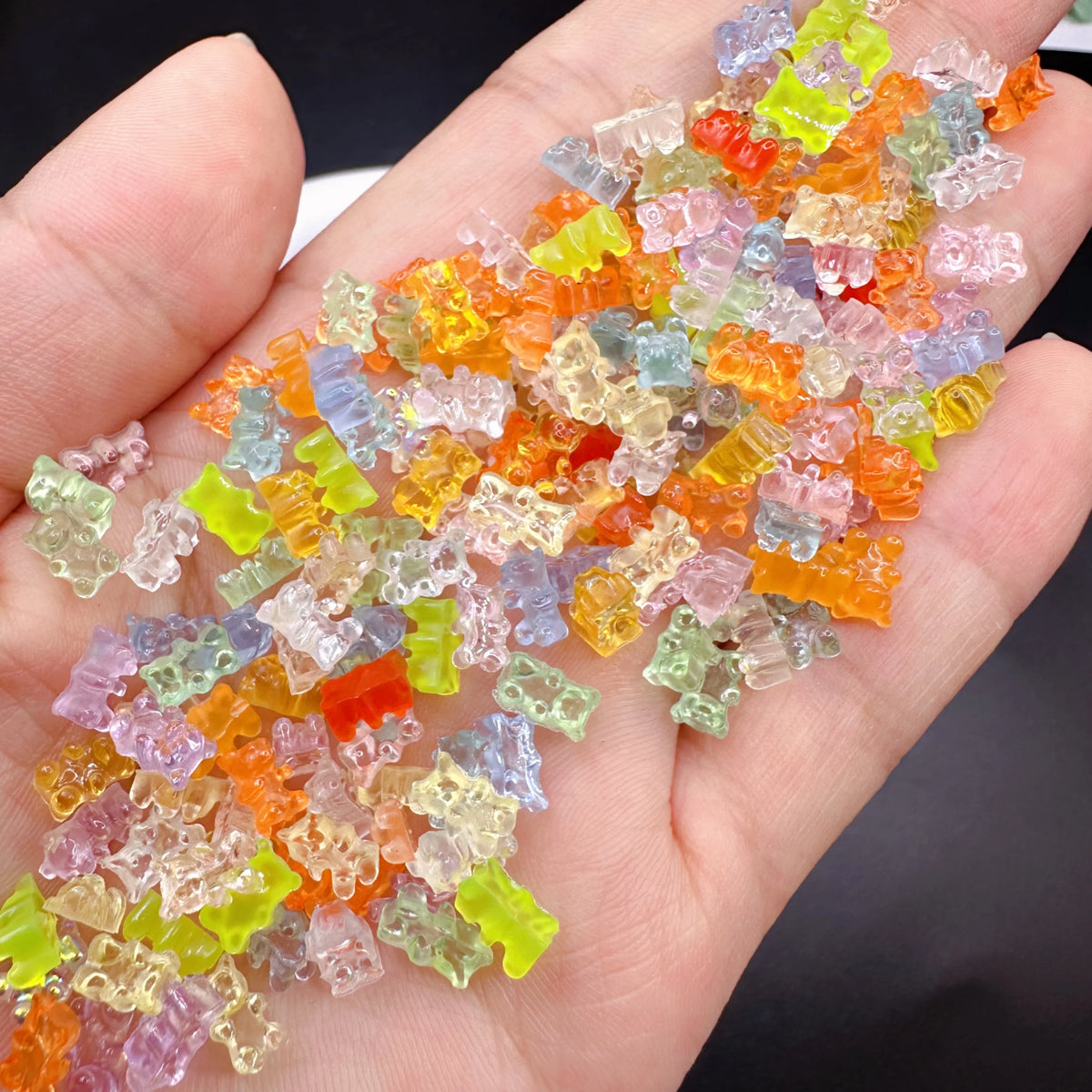 100pcs 3D Kawaii Jelly Bear Resin Nail Charms DIY Decoration