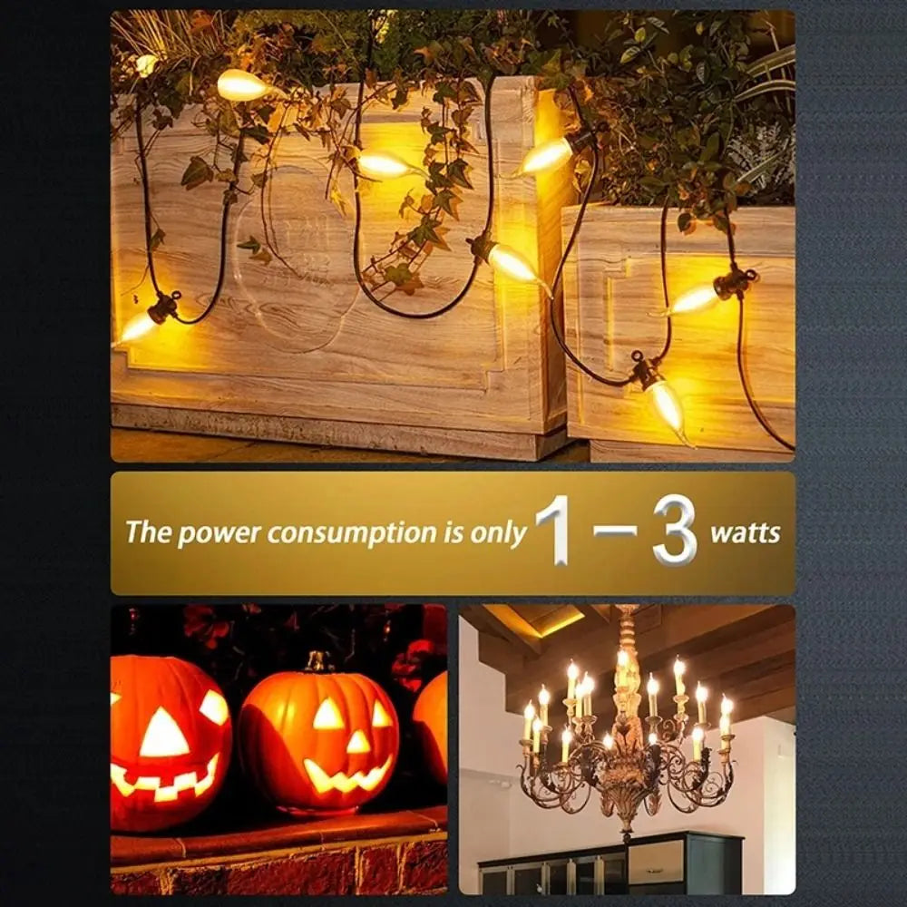 Glass LED Flame Light Bulb E12 E14 E27 Flickering Candle Lamp