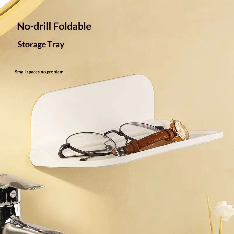 Punch-Free Folding Wall Shelf – Space-Saving Storage Tray