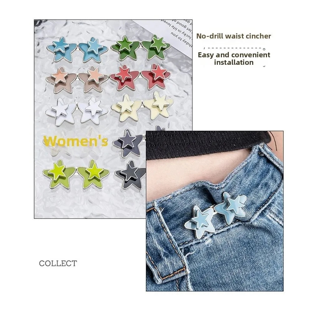 Adjustable Jeans Waist Buckle Set – No-Sew Metal Cincher 2Pcs