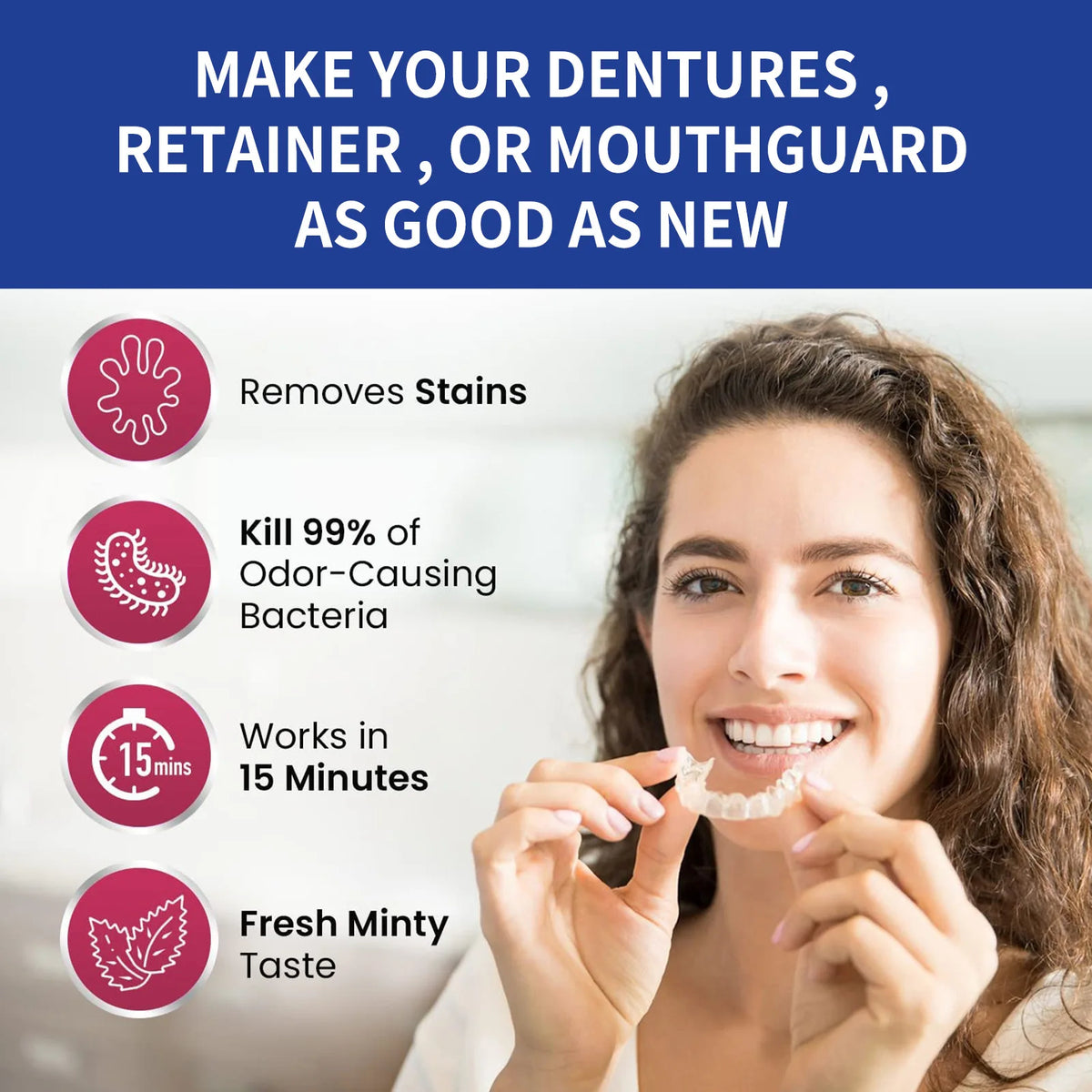 100-Pack Retainer Cleaner Tablets for Aligners & Mouth Guards
