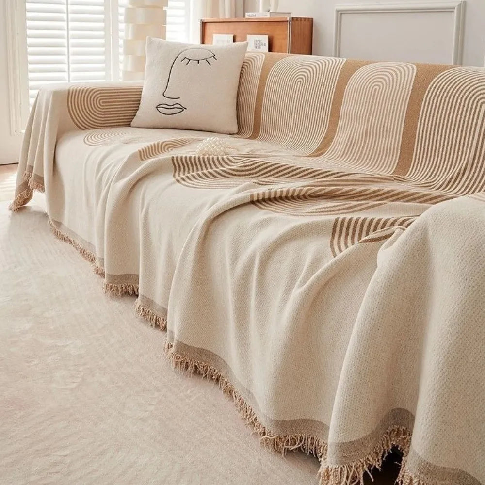 Chenille Sofa Cover Anti-Slip Universal Geometric Throw Blanket