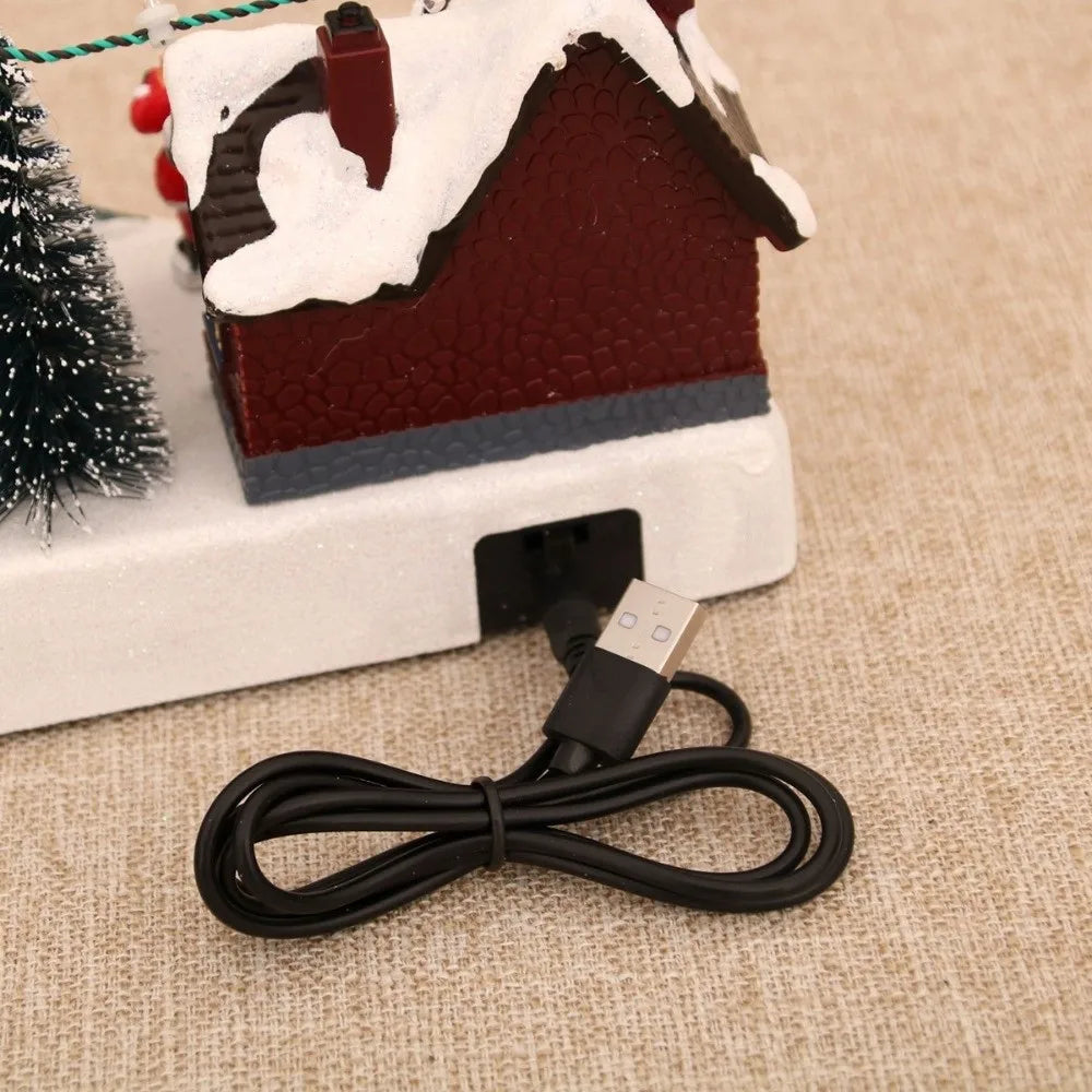 Christmas LED Village Music Box – Glowing Resin Xmas Decor