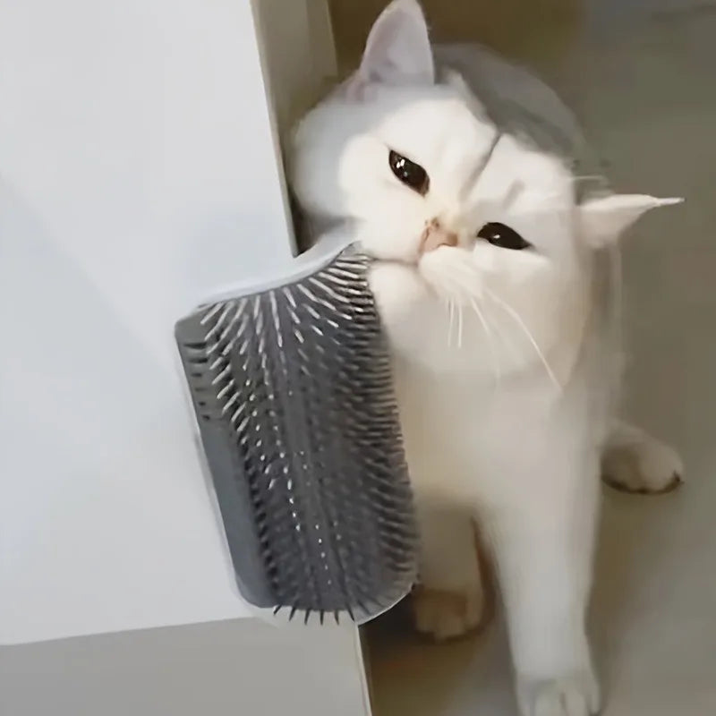 Corner Cat Scratcher Wall-Mounted Grooming Brush & Massage Comb