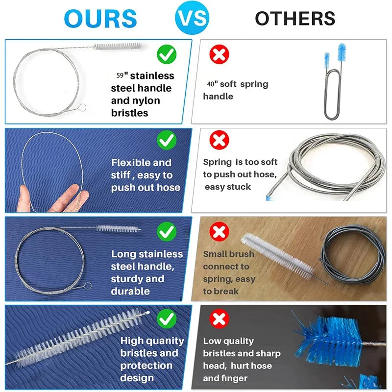 59-Inch Flexible Drain Cleaning Brush – Nylon & Steel Wire