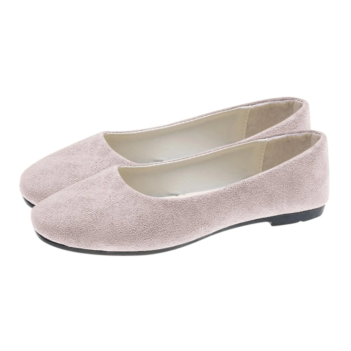 Women's Suede Ballet Flats Slip-On Round Toe Ballerina Shoes