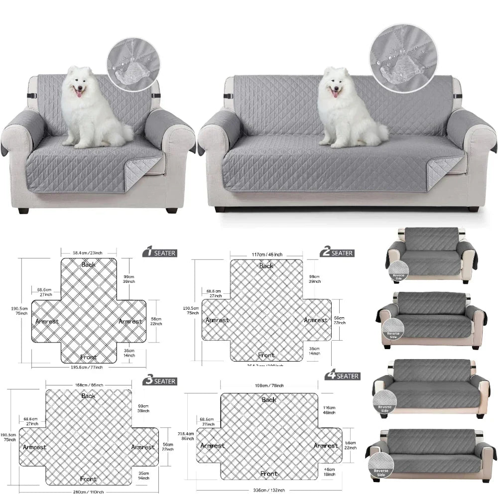 Waterproof Non-Slip Sofa Cover with Elastic Straps | Pet Friendly
